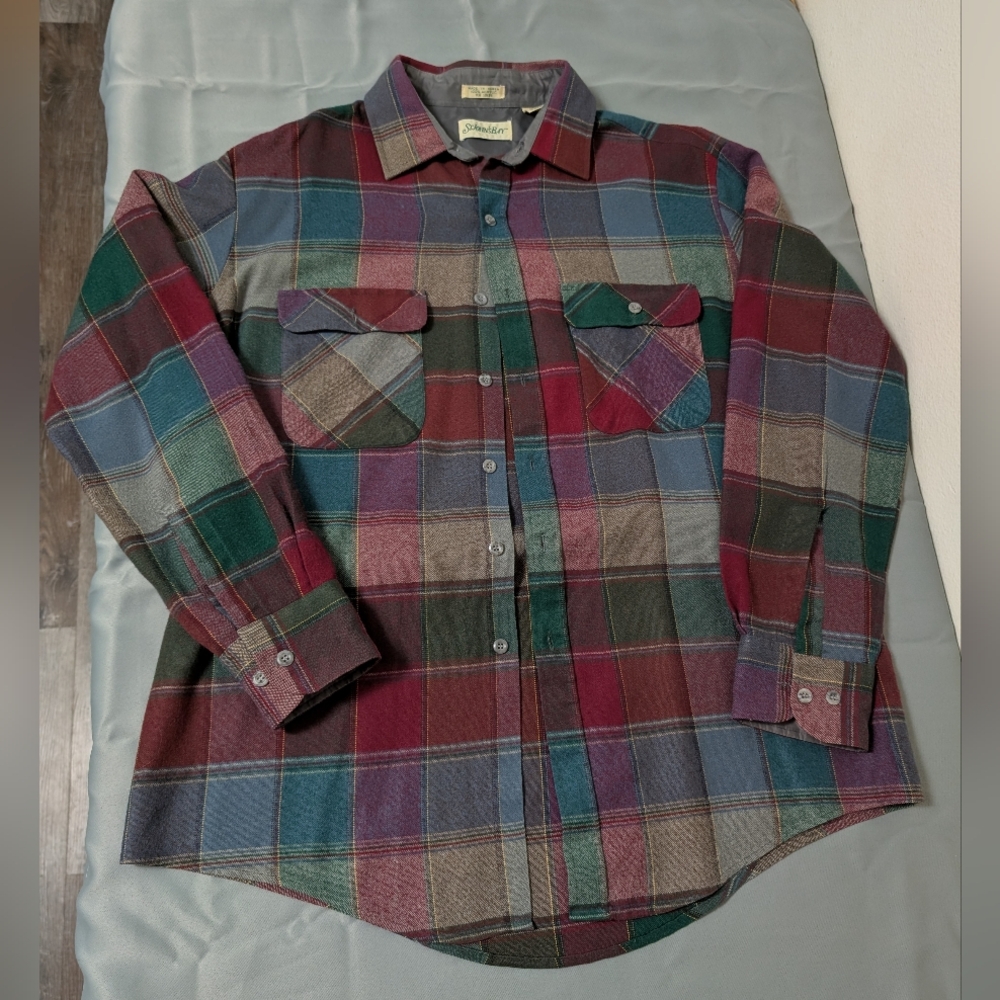 St. John's Bay Red and Green Plaid Casual Shirt